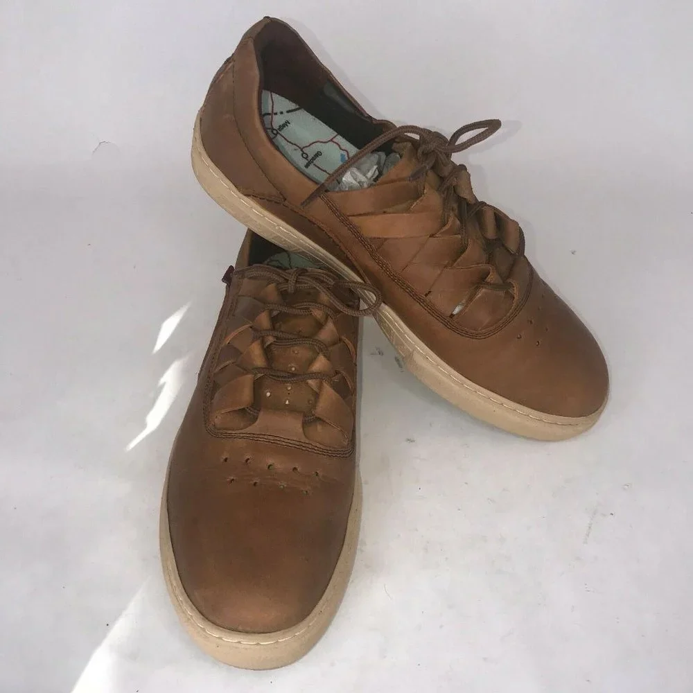 Mens Brown Leather Sneakers Oliberte Dakugo Woven Shoe - Picture 10 of 11